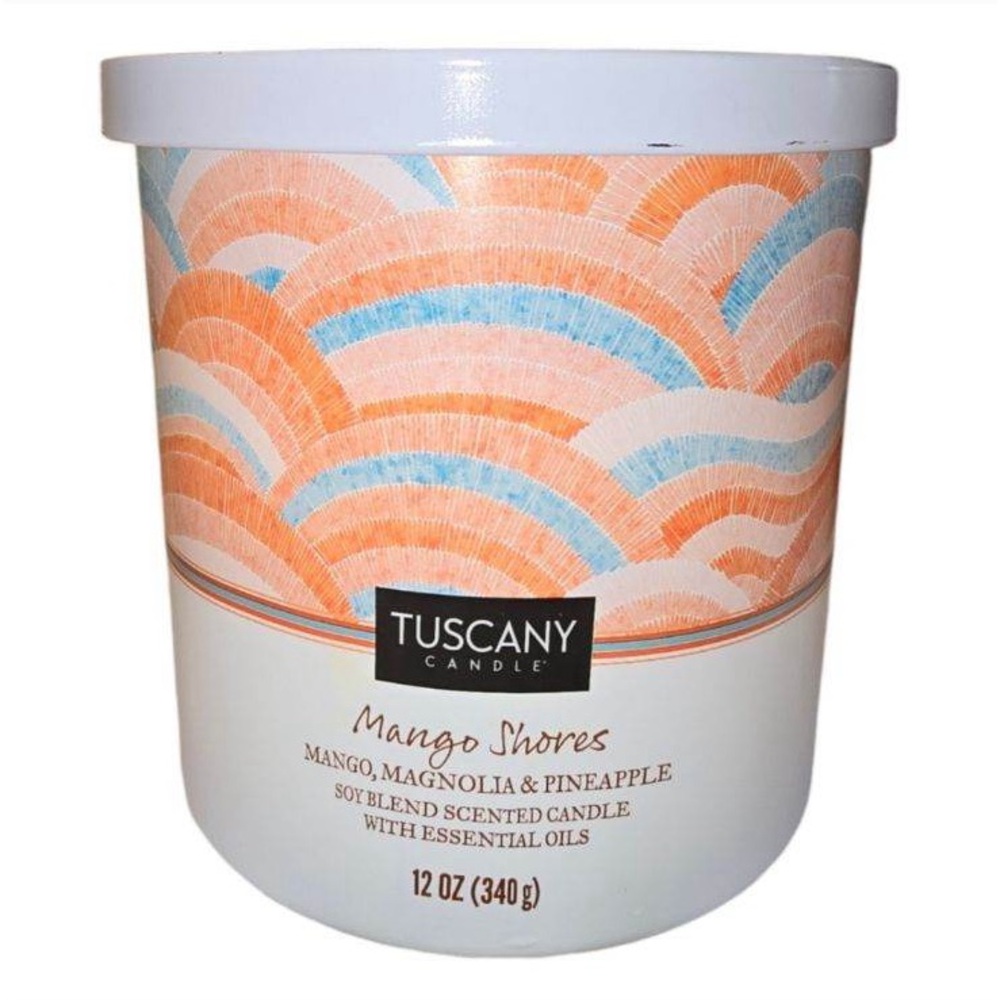 New! Tuscany Candle 3 Wick Scented Soy Candle-Mango Shores (Sold Individ…